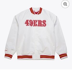 Mens Mitchell & Ness White Satin 49ers Jacket (M)